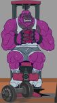  ape bodily_fluids gokong gorilla gym haplorhine hi_res himbo male mammal muscular muscular_male primate purple_body rickleone solo sweat 