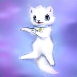  1:1 ambiguous_gender anthro blue_eyes blue_sclera collar fangs fluffy fluffy_tail fur hi_res looking_at_viewer lutrine lying male_(lore) mammal mustelid name_tag nude on_back open_mouth simple_background smile snoii_(snoiifoxxo) snoiifoxxo solo text tuft water white_body white_fur 