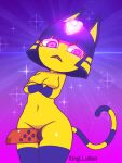  3:4 animal_crossing ankha_(animal_crossing) ankha_zone anthro breast_squish breasts controller convenient_censorship crossed_arms domestic_cat fangs felid feline felis female frown game_controller glowing glowing_eyes gradient_background hi_res improvised_sex_toy joycon_controller kinglluman looking_at_viewer mammal nintendo nintendo_controller nintendo_switch nude ringed_eyes simple_background solo squish video_games 