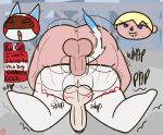  ahegao anal anal_penetration animal_crossing anthro armor ball_slap clenched_teeth domestic_cat duo felid feline felis fucked_silly genitals headgear helmet human human_on_anthro interspecies kid_cat_(animal_crossing) klutzatdusk looking_pleasured male male/male mammal nintendo penetration penis slap teeth tongue tongue_out video_games villager_(animal_crossing) 