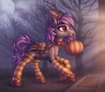  bat_pony bow_tie clothing eltaile equid equine fan_character fangs female food footwear fruit halloween hasbro hat headgear headwear hi_res holidays horse legwear mammal my_little_pony night plant pony pumpkin shoes solo stockings trick_or_treat witch_costume witch_hat 