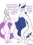  2021 absurd_res anthro balls bet big_balls big_penis biped blue_body blue_eyes blush comparing comparing_penis crossed_arms dabelette dialogue duo english_text erection foreskin front_view genitals glans hi_res humanoid_genitalia humanoid_penis legendary_pok&eacute;mon looking_away lugia male male/male mewtwo multicolored_body nintendo nude penis penis_size_difference pok&eacute;mon pok&eacute;mon_(species) purple_body purple_eyes simple_background standing text two_tone_body video_games white_background white_body 