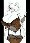  absurd_res anthro big_breasts breasts cleavage clothed clothing curvy_figure female hazel_(shakotanbunny) hi_res huge_breasts lagomorph legwear leporid lingerie longinius looking_at_viewer mammal mature_female navel rabbit standing thick_thighs thigh_highs voluptuous wide_hips 