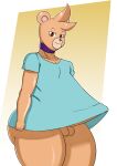  anthro big_butt butt cherryfox73 clothed clothing collar erection fur genitals hi_res looking_at_viewer male mammal milo_(cherryfox73) penis purple_collar simple_background solo thick_thighs ursid 