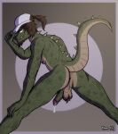  anthro anus backsack ball_tuft balls beard bodily_fluids body_hair butt butt_hair clothing countershade_balls countershade_genitalia countershade_tail countershading crocodile crocodilian crocodylid dripping erection facial_hair genital_fluids genitals hair hat hat_only headgear headgear_only headwear headwear_only hi_res kimero_kat long_hair male mostly_nude nipples non-mammal_balls nude penis perineum precum precum_drip reptile saggy_balls scales scalie sharp_teeth slightly_chubby solo spikes teeth tuft 