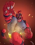  abs absurd_res anthro arts_of_indiego claws fire fur hi_res incineroar male muscular muscular_anthro muscular_male nintendo nipples open_mouth pecs pok&eacute;mon pok&eacute;mon_(species) red_body red_fur solo teeth video_games 