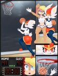  2021 absurd_res anthro ball basketball basketball_(ball) basketball_hoop board cinderace competition duo english_text female focused hi_res jumping lagomorph leporid lola_bunny looney_tunes mammal nebssik nintendo pok&eacute;mon pok&eacute;mon_(species) rabbit scoreboard surprised_expression text video_games warner_brothers 