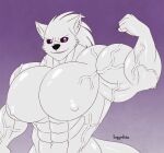  anthro biceptember big_biceps big_muscles big_pecs black_eyes canid canine canis demon hi_res huge_muscles hyper impious male mammal milk_pecs muscular pecs pectober solo vein wolf 