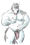 2021 anthro balls beard dramamine equid equine eyes_closed facial_hair facial_markings feeling_up_self fur genital_piercing genitals grey_body grey_fur hand_on_chest hand_on_stomach head_markings hi_res horse male mammal markings multicolored_body multicolored_fur musclegut muscular muscular_anthro muscular_male nude patch_(marking) penis penis_piercing piercing pink_nose pink_penis prince_albert_piercing slightly_chubby slightly_chubby_male solo standing two_tone_body two_tone_fur white_balls white_body white_fur 