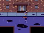  4:3 alternate_universe ambiguous_gender animated anthro clothing coat deltarune digital_media_(artwork) doph duo female human humanoid mammal pixel_(artwork) protagonist_(undertale) purple_body raincoat raining reptile scalie short_playtime susie_(deltarune) topwear umbrella undertale undertale_(series) video_games yellow_sclera 