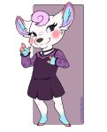  animal_crossing anthro blush blush_stickers cervid clothing diana_(animal_crossing) dress female fingers hooved_fingers hooves ittybittymomo mammal nintendo solo video_games 