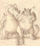  activision anthro belly big_belly dragon group hi_res link long_neck macro magnus_(spyro) male nintendo scalie sillywerwolf size_difference spyro spyro_the_dragon the_legend_of_zelda toon_link traditional_media_(artwork) valoo video_games western_dragon wind_waker 