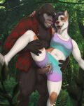 4:5 ahegao anthro anthro_on_anthro anthro_penetrated anthro_penetrating anthro_penetrating_anthro ape balls biped bottomless bottomless_male bottomwear canid canine canis clothed clothed_sex clothing domestic_dog duo ear_piercing ear_ring eye_roll female female_penetrated forest genitals gorilla haplorhine hi_res looking_pleasured male male/female male_penetrating male_penetrating_female mammal nipples outside penetration penis piercing plant primate rov sex smile tongue tongue_out topwear torn_bottomwear torn_clothing tree vaginal wardrobe_malfunction 