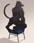  2021 4:5 anthro big_muscles butt butt_focus butt_pose chair felid flower flower_in_mouth furniture grey_background hi_res jrjresq kneeling looking_back male mammal muscular muscular_anthro muscular_male narrowed_eyes nintendo nude on_chair osha_violation panther_caroso pantherine plant pose presenting presenting_hindquarters raised_tail simple_background smile solo star_fox video_games 
