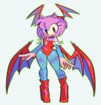  5_fingers absurd_res amy_rose anthro capcom clothing darkstalkers eulipotyphlan eyelashes female fiinel fingers fur hedgehog hi_res legwear lilith_aensland mammal pink_body pink_fur red_eyes sega solo sonic_the_hedgehog_(series) tights video_games wings 