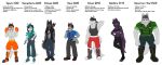  absurd_res art_tablet boxing_gloves brother canid canine canis clothing english_text family father female guitar handwear hi_res mammal mature_female model_sheet mother musical_instrument parent plucked_string_instrument sibling sister string_instrument text tokeitime wolf wolf_pack 