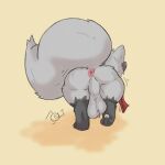  1:1 2021 anus azzy_(azzyyeen) azzyyeen backsack balls big_butt big_perineum butt butt_focus fan_character feral fur genitals grey_body grey_fur hindpaw male motion_lines nintendo nude paws perineum pok&eacute;mon pok&eacute;mon_(species) poochyena quadruped raised_tail rear_view scarf simple_background solo video_games yellow_background 