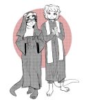  2021 anthro barefoot brother brother_and_sister clothed clothing cross cross_necklace crossdressing domestic_ferret duo facial_markings feet female head_markings hi_res jewelry kolka_(sneel) male mammal markings mask_(marking) mustela mustelid musteline necklace nun poppy_(sneel) priest red_eyes sibling sister sneel true_musteline 