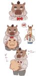  2021 absurd_res anthro atsuya_baba_(odd_taxi) bottomwear bow_tie brown_body clothing comic duo earthbound_(series) equid equine hi_res horse japanese_text kemono kensuke_shibagaki_(odd_taxi) male mammal mr._saturn necktie nintendo odd_taxi overweight overweight_male pants saturn_ribbon shirt suid suina sus_(pig) text topwear video_games wild_boar 