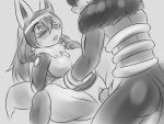  4:3 anthro blush bodily_fluids breasts duo female from_front_position genitals greyscale grin hair hand_on_breast houndoom lucario lying male male/female medium_breasts missionary_position monochrome neck_tuft nintendo on_back open_mouth penetration penis pok&eacute;mon pok&eacute;mon_(species) pussy sex smile sweat sweatdrop tetsushi tuft vaginal vaginal_penetration video_games 