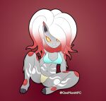  absurd_res anthro blue_bra blue_clothing blue_underwear bra canid canine carolina_(ginemarettipg) claws clothing female fur ginemarettipg hair hi_res hisuian_zoroark mammal nintendo pok&eacute;mon pok&eacute;mon_(species) pokemon_legends_arceus red_body red_fur regional_form_(pok&eacute;mon) simple_background sitting solo spread_legs spreading underwear video_games white_body white_fur yellow_clothing yellow_eyes yellow_underwear 