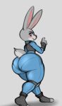  absurd_res anthro big_butt blush butt clothed clothing disney female fur grey_body grey_fur hi_res judy_hopps lagomorph leporid mammal panty_lines rabbit reddrago solo thick_thighs zootopia 