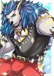  anthro bulge canid canine canis clothing fur hi_res male mammal midnight_blue muscular muscular_anthro muscular_male solo tattoo were werecanid werecanine werewolf wolf 