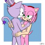  1:1 2021 4_fingers 5_fingers amy_rose anthro areola bedroom_eyes biped black_nose blaze_the_cat breasts butt digital_media_(artwork) domestic_cat duo eulipotyphlan felid feline felis female female/female fingers fur genitals green_eyes hedgehog hi_res la89 mammal narrowed_eyes nipples nude open_mouth pink_body pink_fur pink_nipples purple_body purple_fur pussy seductive sega signature smile sonic_the_hedgehog_(series) tail_petting teeth tongue touching_butt 