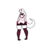  2020 angel_dust anthro clothed clothing cobra cosplay female hazbin_hotel hi_res keeshee legwear ncs reptile scalie simple_background snake snake_hood solo white_background white_body 