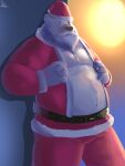  2021 3:4 anthro beard belly bottomwear christmas christmas_clothing christmas_headwear clothing costume facial_hair fur hat headgear headwear hi_res holidays humanoid_hands male mammal overweight overweight_male pants pawhan3 polar_bear santa_costume santa_hat santa_suit solo ursid ursine white_body white_fur 