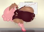  absurd_res anthro badgerben big_breasts big_butt bodily_fluids breast_expansion breasts brown_body brown_fur bulging_breasts butt butt_expansion clothing english_text expansion female fun_paste fur genital_fluids growth hi_res high_heels huge_breasts huge_butt hyper hyper_breasts lopunny nintendo pink_body pink_fur pok&eacute;mon pok&eacute;mon_(species) solo text thick_thighs video_games wide_hips 