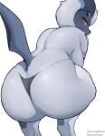  absol anthro anthrofied big_butt butt clothed clothing crouching female fur gatotorii hi_res looking_at_viewer looking_back looking_back_at_viewer nintendo pok&eacute;mon pok&eacute;mon_(species) pok&eacute;morph solo text thong topless underwear url video_games 