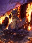  2021 amber_eyes ambiguous_gender chaos-draco digital_media_(artwork) dragon feral group hi_res lava looking_at_viewer scales solo_focus trio wyvern 