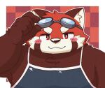 2021 ailurid anthro biped blush brown_body clothed clothing hi_res humanoid_hands kemono male mammal overweight overweight_male portrait red_body red_panda shibuya_2810 solo 