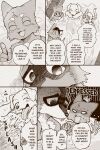  anthro aoniya_yuudai araizumi_funaka blush canid canine canis comic dark_ishihara dialogue domestic_cat domestic_dog empty_eyes english_text eyes_closed felid feline felis forlorn haplorhine hi_res humor kaen_nakayoshi kaneinu_kosuke male mammal monkey nude open_mouth partially_submerged primate procyonid raccoon shaded_face shocked smile text 