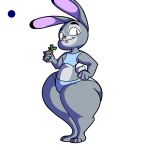  1:1 anthro big_butt blue_clothing bra butt clothed clothing disney female hand_on_hip huge_butt judy_hopps kylefrommicrosoft lagomorph leporid mammal panties rabbit skimpy solo sports_bra thick_thighs underwear wide_hips zootopia 