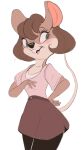  2021 anthro black_nose blush brown_hair buckteeth clothed clothing female fully_clothed green_eyes hair hi_res mammal mouse murid murine rodent solo teeth tohupo whiskers 