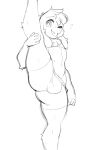  anthro asriel_dreemurr balls_outline big_butt black_and_white bovid bulge butt caprine detailed_bulge fur genital_outline girly goat hi_res male mammal monochrome nekazzy one_eye_closed solo thick_thighs undertale undertale_(series) video_games wide_hips 