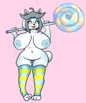  &lt;3 &lt;3_eyes absurd_res anthro blush breasts candy canid canine clothed clothing dessert felid feline female food genitals hair hi_res legwear mammal nipples pristiciosa pussy simple_background stockings tem temmie_(undertale) tongue tongue_out undertale undertale_(series) video_games white_body 
