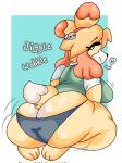  animal_crossing anthro big_butt butt butt_cleavage canid canine canis clothed clothing domestic_dog female hi_res huge_butt isabelle_(animal_crossing) kneeling lewd_dorky mammal nintendo panties shih_tzu shirt solo thick_thighs topwear toy_dog twerking underwear video_games 