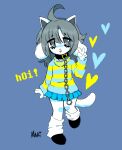 absurd_res anthro canid canine chain clothed clothing felid feline footwear fur hair hi_res lolixta mammal open_mouth shoes simple_background solo tem temmie_(undertale) text topwear undertale undertale_(series) video_games white_body white_fur 