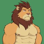  1:1 2021 abs anthro areola biceps biped brown_hair brown_mane cheek_tuft chin_tuft cute_fangs digital_drawing_(artwork) digital_media_(artwork) facial_tuft felid fur green_background hair hi_res humor jrjresq lazy_lions lion male mammal mane mane_hair mouth_closed multicolored_body multicolored_fur muscular muscular_anthro muscular_male nft nft_lion nipples nude orange_body orange_fur pantherine parody pecs pink_nipples pink_nose portrait red_eyes shaded shoulder_tuft simple_background solo tan_body tan_fur teeth_showing tuft two_tone_body two_tone_fur 