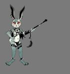  absurd_res anthro bdsm bondage bound dominant goth hare hi_res lagomorph leporid male mammal rabbit rabbit_whore rubber solo submissive submissive_male wounded_demon 