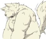  2021 anthro belly canid canine canis eyes_closed hi_res kemono male mammal moobs overweight overweight_male simple_background solo suishou0602 tongue tongue_out white_background wolf 