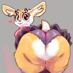  1:1 2021 aggressive_retsuko anthro back-print_panties big_butt blush bottomwear butt cervid clothed clothing clothing_lift digital_media_(artwork) female frilly_panties heart_panties hi_res huge_butt huge_thighs hyper hyper_butt kiseff looking_at_viewer mammal panties presenting presenting_hindquarters print_panties purple_clothing purple_panties purple_underwear sanrio simple_background skirt skirt_lift solo thick_thighs tsunoda underwear upskirt wide_hips 