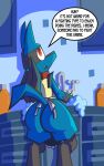  10:16 absurd_res apron bash_the_lucario big_butt bubble butt clothing collar dialogue english_text frilly frilly_apron frilly_clothing hi_res huge_butt lucario male nintendo pembrokewkorgi pok&eacute;mon pok&eacute;mon_(species) red_collar sink text video_games washing_dishes wide_hips 