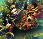  another_eidos_of_dragon_vein_r anthro black_clothing canid canine canis clothing detailed_background domestic_dog duo eating flute hanzo_(anothereidos_r) headdress male mammal musical_instrument ninja ohayashi55 onigiri outside pawpads playing_music warrior wind_instrument woodwind_instrument 