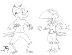  anthro avian bird duo durg_(artist) feathers hewitt monochrome original_characters toucan unspecific_species 