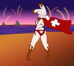  anthro barefoot beach bra brown_body brown_fur butt clothing deepfriedlasereyes feet female fur hair hair_over_eyes hi_res lagomorph leporid mammal melly_(itsmemtfo4) outside panties public rabbit seaside solo swimwear swiss_flag switzerland underwear white_body white_fur white_hair 