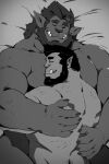  2020 2:3 5_fingers beard bed big_muscles brex bugbear claws duo embrace eyebrows facial_hair fingers furniture gaur_(gaurbeast) hi_res hug humanoid humanoid_hands humanoid_pointy_ears male male/male muscular muscular_humanoid muscular_male on_bed orc romantic romantic_couple sleeping taoren thick_eyebrows 